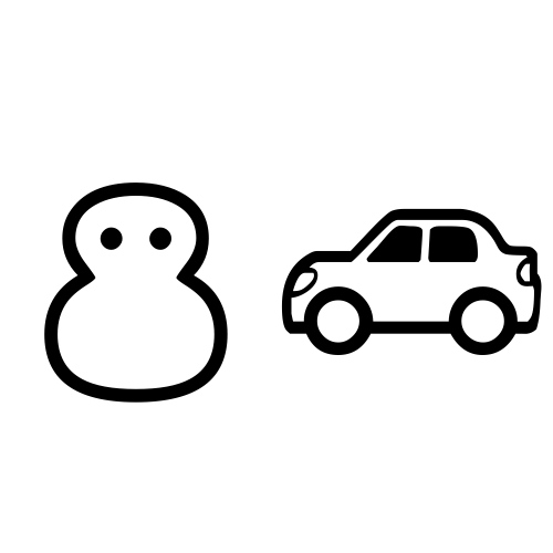 ⛄🚗 Emoji Domain black and white Symbola rendering