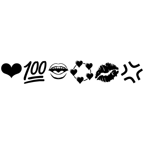 ❤💯👄💞💋💢 Emoji Domain black and white Symbola rendering