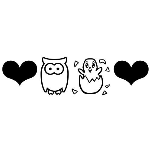 ❤🦉🐣❤ Emoji Domain black and white Symbola rendering