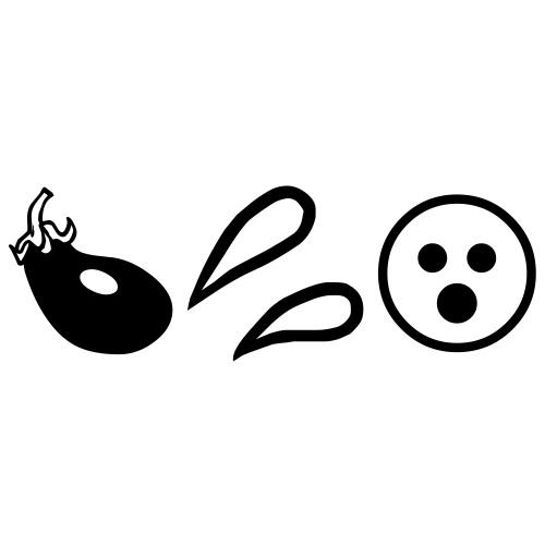 🍆💦😮 Emoji Domain black and white Symbola rendering