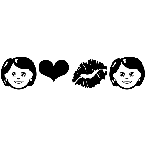 👩‍❤‍💋‍👩 Emoji Domain black and white Symbola rendering