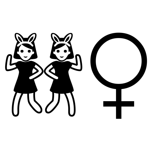 👯‍♀ Emoji Domain black and white Symbola rendering