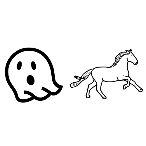 👻🐎 Emoji Domain black and white Symbola rendering
