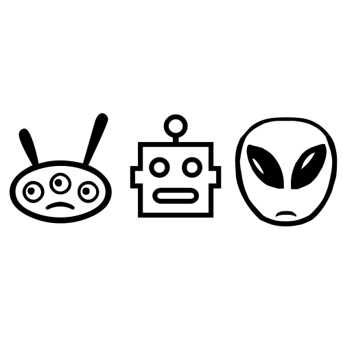 👾🤖👽 Emoji Domain black and white Symbola rendering
