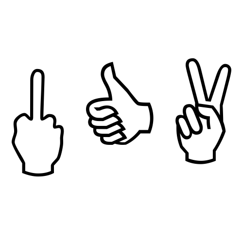 🖕👍✌ Emoji Domain black and white Symbola rendering