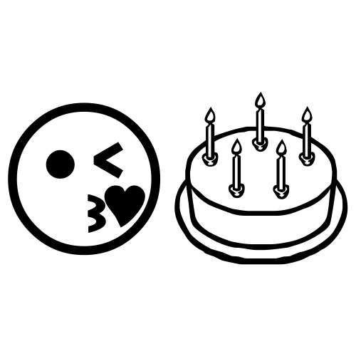 😘🎂 Emoji Domain black and white Symbola rendering