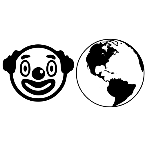 🤡🌎 Emoji Domain black and white Symbola rendering