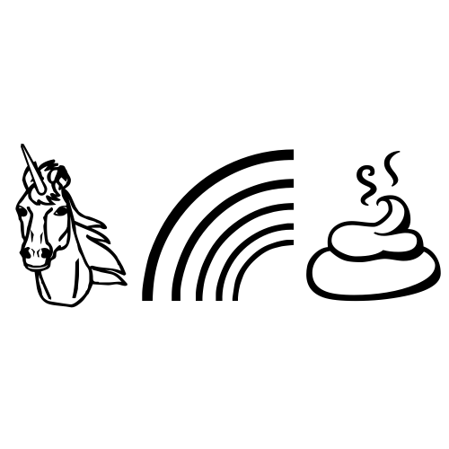 🦄🌈💩 Emoji Domain black and white Symbola rendering