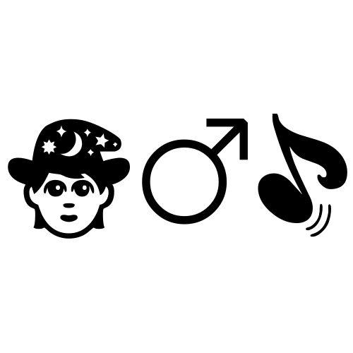 🧙♂🎵 Emoji Domain black and white Symbola rendering